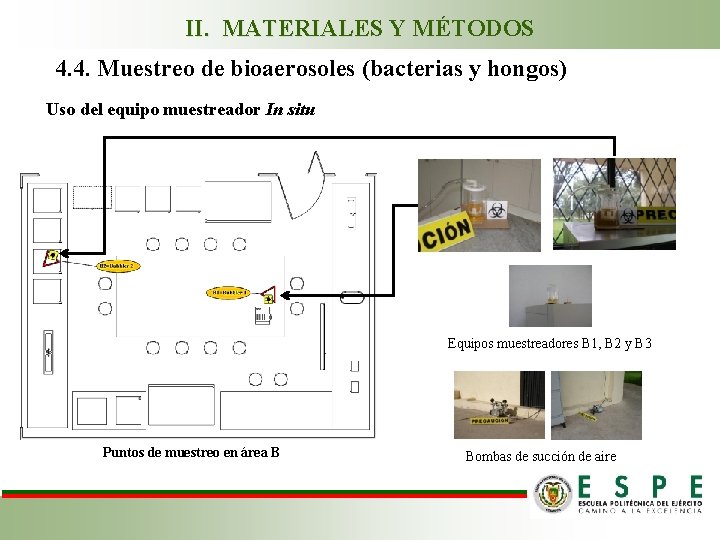 II. MATERIALES Y MÉTODOS 4. 4. Muestreo de bioaerosoles (bacterias y hongos) Uso del