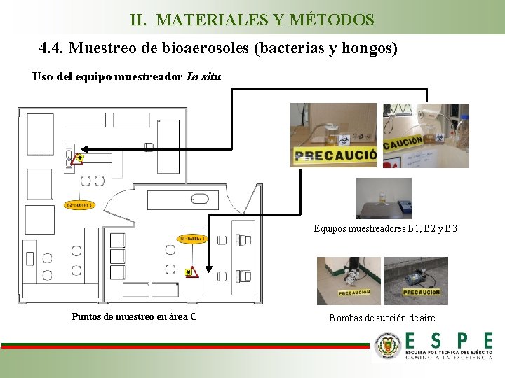 II. MATERIALES Y MÉTODOS 4. 4. Muestreo de bioaerosoles (bacterias y hongos) Uso del