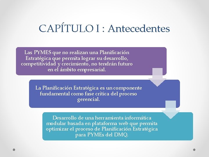 CAPÍTULO I : Antecedentes Las PYMES que no realizan una Planificación Estratégica que permita
