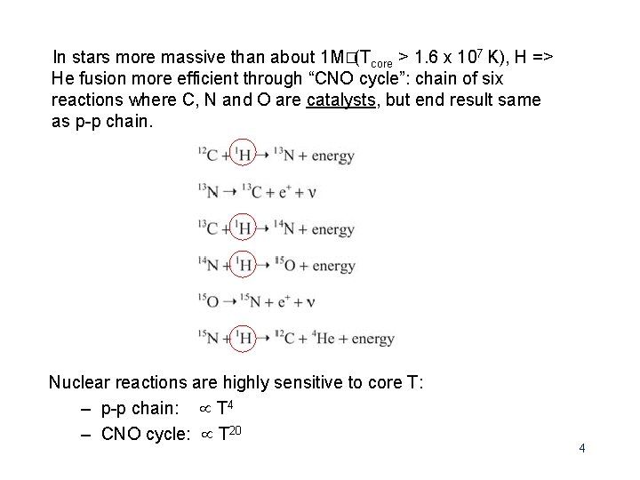 In stars more massive than about 1 M�(Tcore > 1. 6 x 107 K),