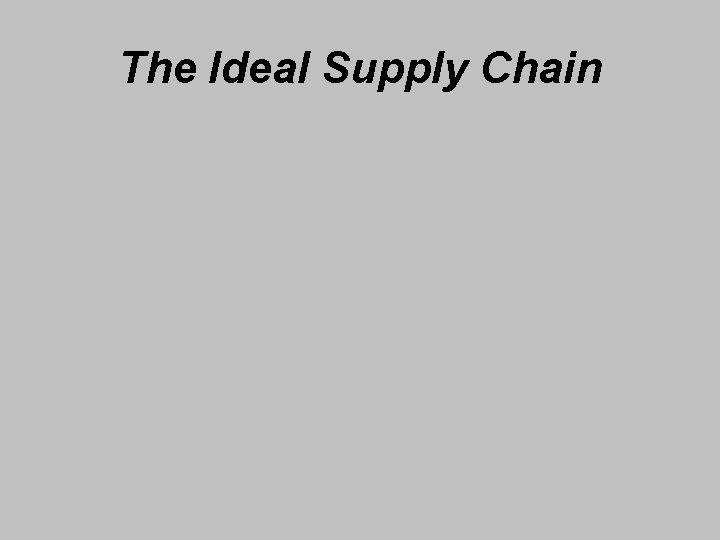 The Ideal Supply Chain 