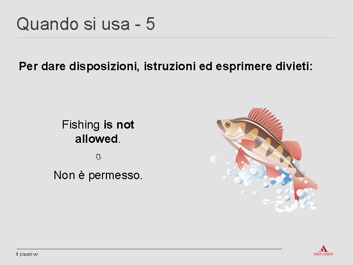 Quando si usa - 5 Per dare disposizioni, istruzioni ed esprimere divieti: Fishing is