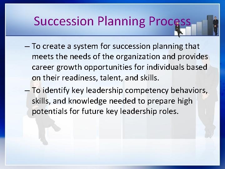 Succession Planning Process – To create a system for succession planning that meets the