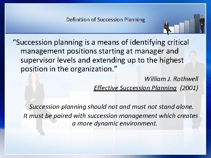 Definition of Succession Planning “Succession planning is a means of identifying critical management positions