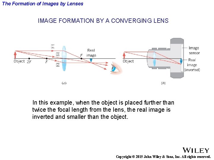 The Formation of Images by Lenses IMAGE FORMATION BY A CONVERGING LENS In this