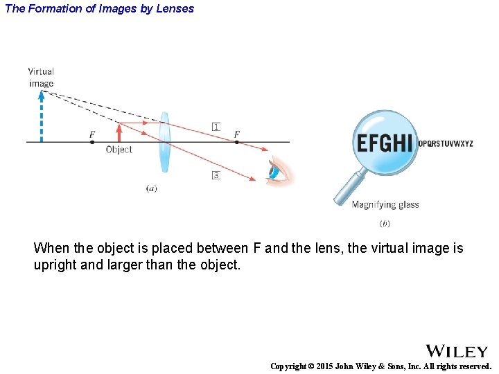 The Formation of Images by Lenses When the object is placed between F and