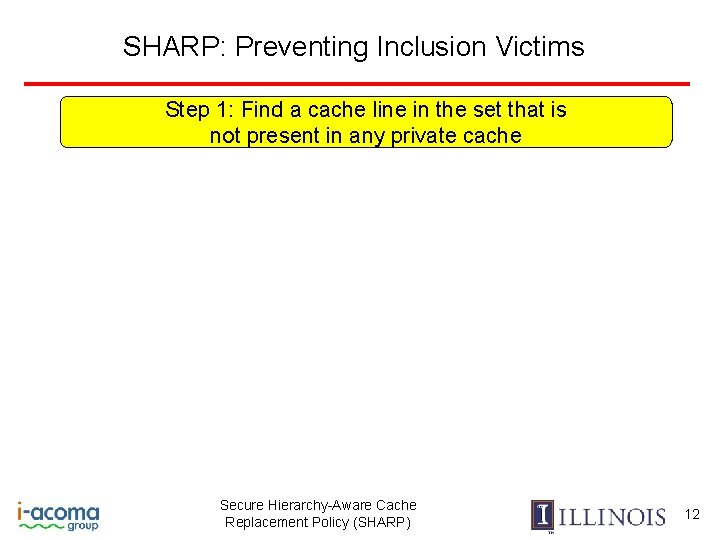 SHARP: Preventing Inclusion Victims Step 1: Find a cache line in the set that