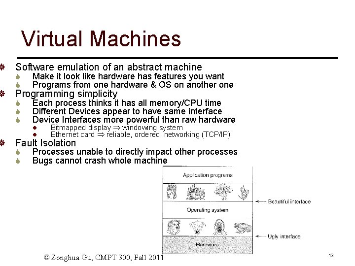 Virtual Machines ] Software emulation of an abstract machine ] Programming simplicity ] S