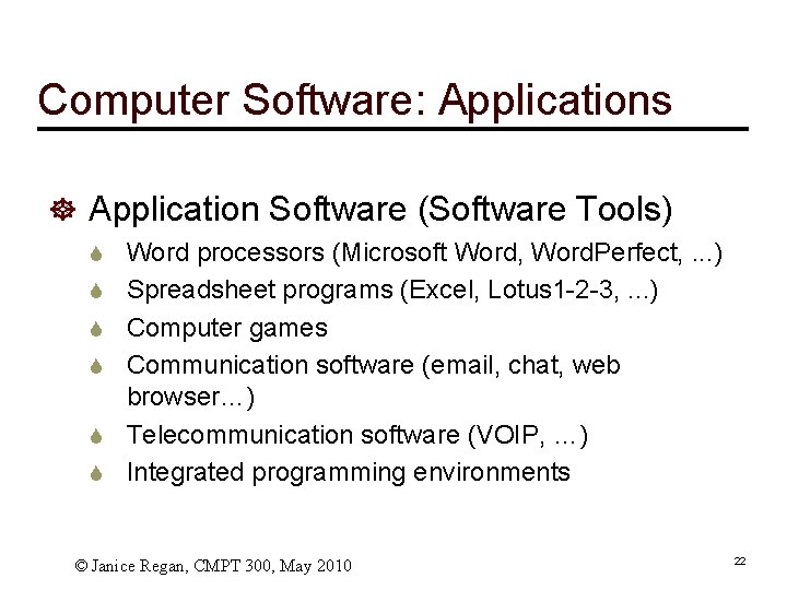 Computer Software: Applications ] Application Software (Software Tools) S Word processors (Microsoft Word, Word.