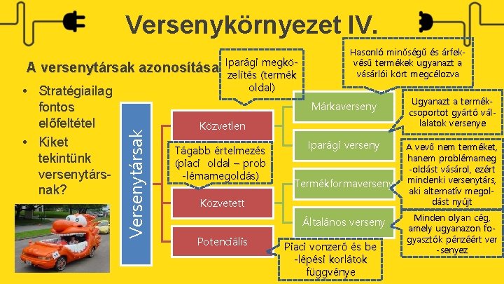 Versenykörnyezet IV. • Stratégiailag fontos előfeltétel • Kiket tekintünk versenytársnak? Versenytársak A versenytársak azonosítása