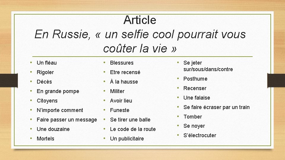 Article En Russie, « un selfie cool pourrait vous coûter la vie » •