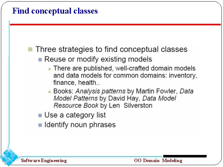 Find conceptual classes Software Engineering OO Domain Modeling 