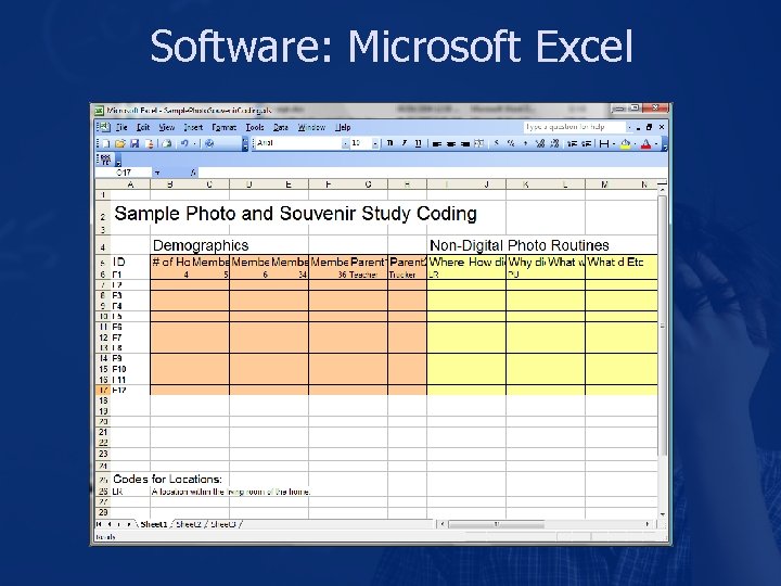 Software: Microsoft Excel 