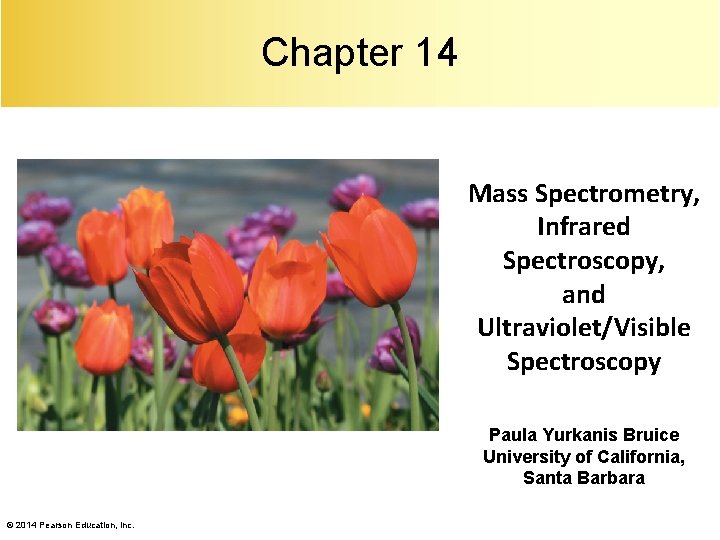 Chapter 14 Mass Spectrometry, Infrared Spectroscopy, and Ultraviolet/Visible Spectroscopy Paula Yurkanis Bruice University of