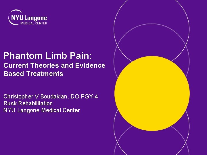 Phantom Limb Pain: Current Theories and Evidence Based Treatments Christopher V Boudakian, DO PGY-4