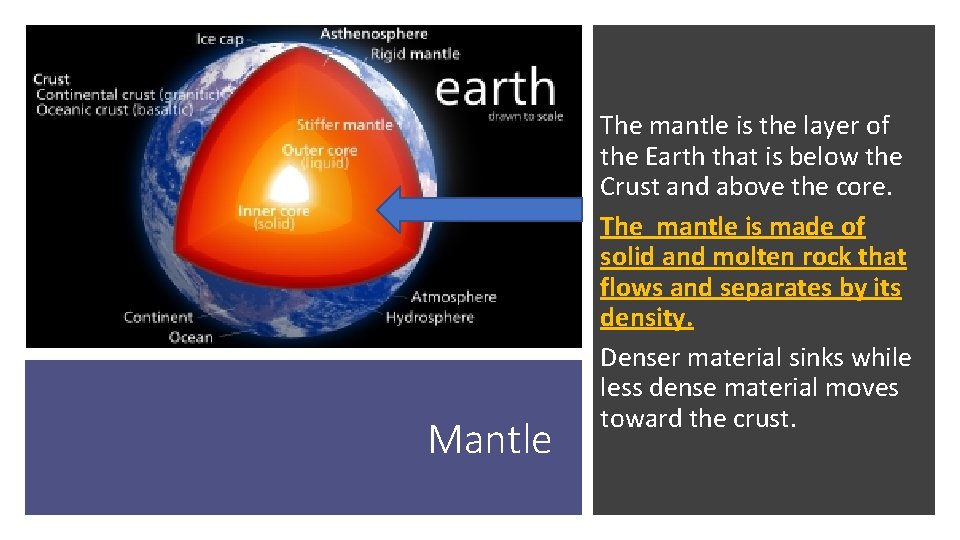 Mantle The mantle is the layer of the Earth that is below the Crust