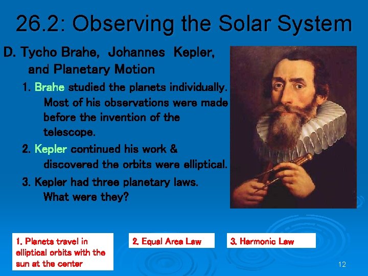 26. 2: Observing the Solar System D. Tycho Brahe, Johannes Kepler, and Planetary Motion