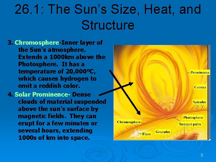 26. 1: The Sun’s Size, Heat, and Structure 3. Chromosphere-Inner layer of the Sun's