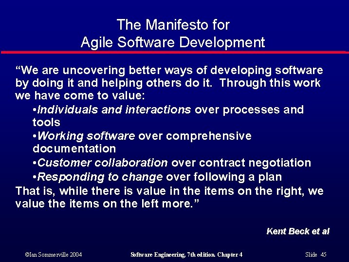 The Manifesto for Agile Software Development “We are uncovering better ways of developing software