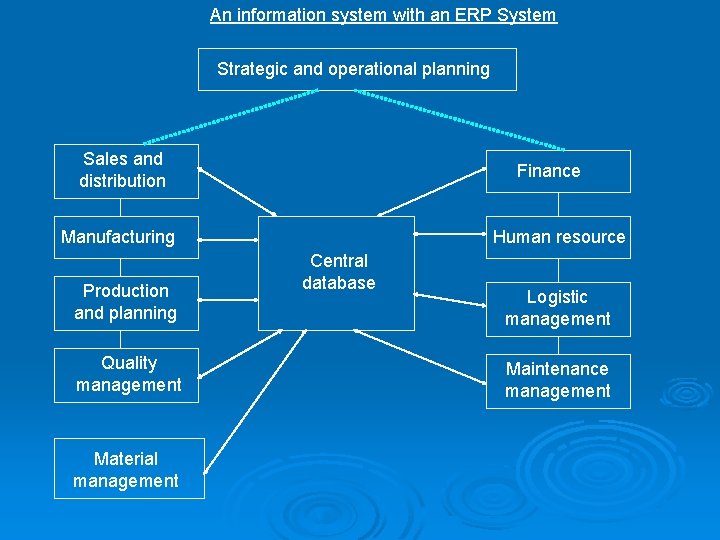 An information system with an ERP System Strategic and operational planning Sales and distribution