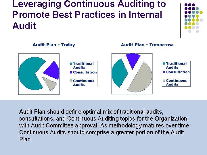 Leveraging Continuous Auditing to Promote Best Practices in Internal Audit Plan should define optimal