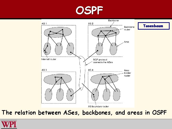 OSPF Tanenbaum The relation between ASes, backbones, and areas in OSPF 