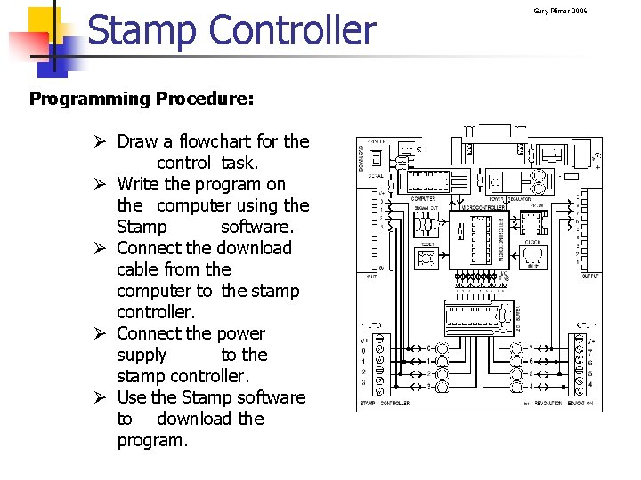 Stamp Controller Programming Procedure: Ø Draw a flowchart for the control task. Ø Write