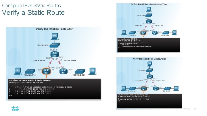 Configure IPv 4 Static Routes Verify a Static Route © 2016 Cisco and/or its