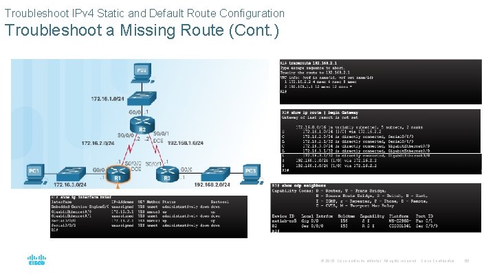 Troubleshoot IPv 4 Static and Default Route Configuration Troubleshoot a Missing Route (Cont. )