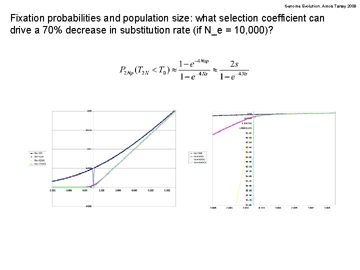 Genome Evolution. Amos Tanay 2009 Fixation probabilities and population size: what selection coefficient can