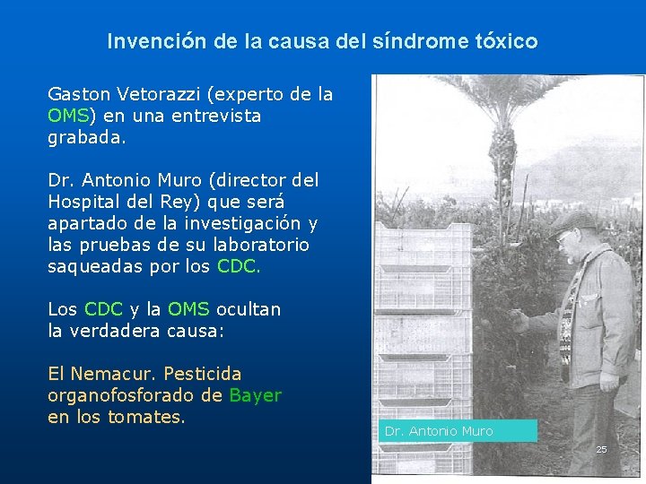 Invención de la causa del síndrome tóxico Gaston Vetorazzi (experto de la OMS) en Invención de la causa del síndrome tóxico Gaston Vetorazzi (experto de la OMS) en