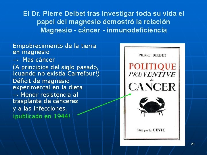El Dr. Pierre Delbet tras investigar toda su vida el papel del magnesio demostró El Dr. Pierre Delbet tras investigar toda su vida el papel del magnesio demostró