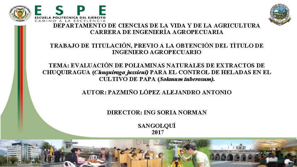 DEPARTAMENTO DE CIENCIAS DE LA VIDA Y DE LA AGRICULTURA CARRERA DE INGENIERÍA AGROPECUARIA