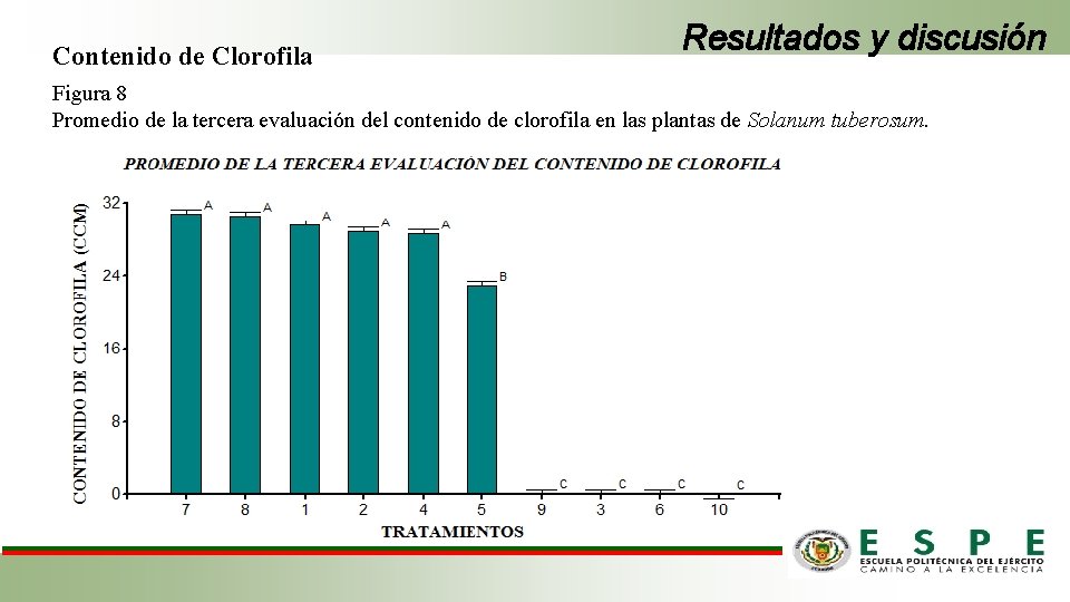 Contenido de Clorofila Resultados y discusión Figura 8 Promedio de la tercera evaluación del