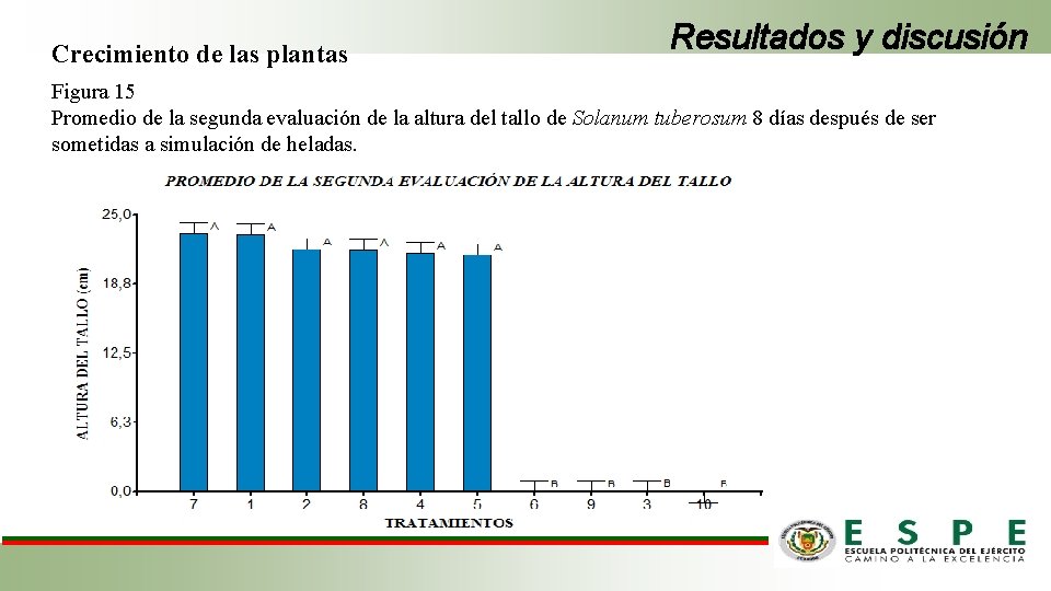 Crecimiento de las plantas Resultados y discusión Figura 15 Promedio de la segunda evaluación