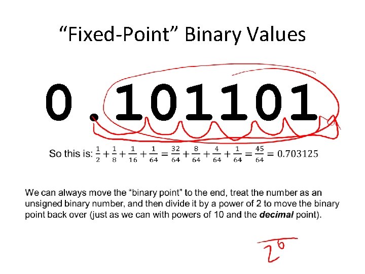 “Fixed-Point” Binary Values 0. 101101 