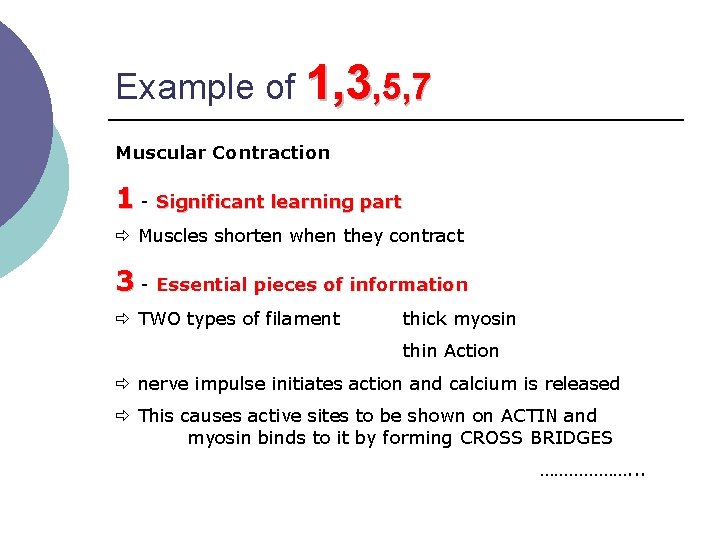 Example of 1, 3, 5, 7 Muscular Contraction 1 - Significant learning part ð