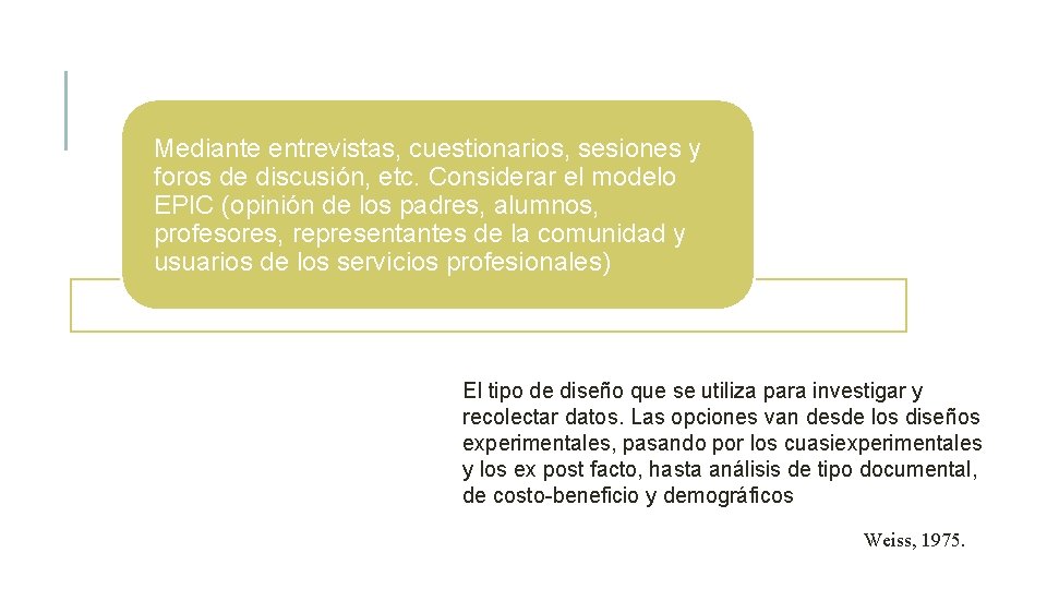 Mediante entrevistas, cuestionarios, sesiones y foros de discusión, etc. Considerar el modelo EPIC (opinión