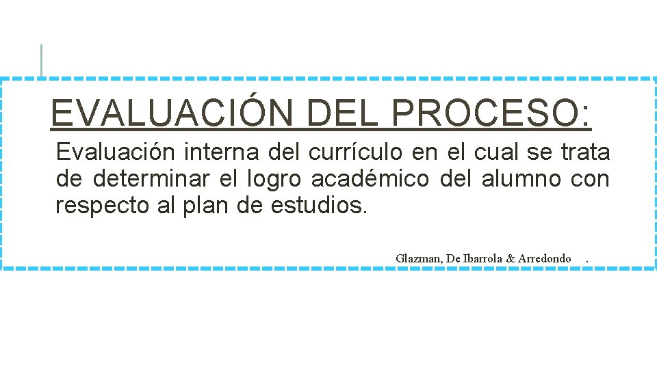 EVALUACIÓN DEL PROCESO: Evaluación interna del currículo en el cual se trata de determinar