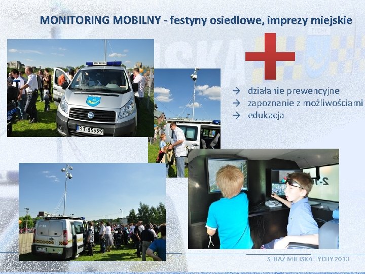 MONITORING MOBILNY - festyny osiedlowe, imprezy miejskie → działanie prewencyjne → zapoznanie z możliwościami