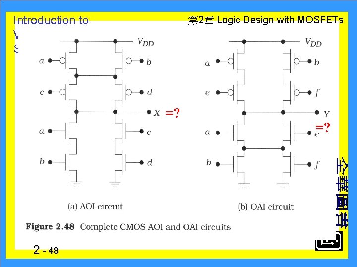 Introduction to VLSI Circuits and Systems 第 2章 Logic Design with MOSFETs =? 2