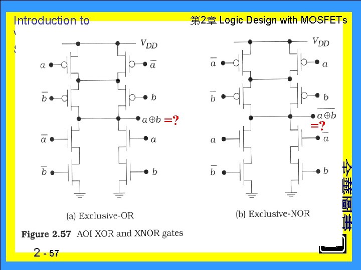 Introduction to VLSI Circuits and Systems 第 2章 Logic Design with MOSFETs =? 2