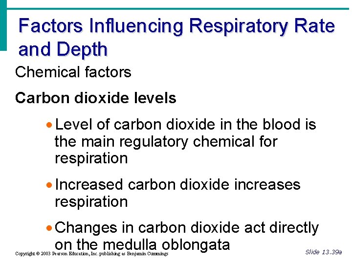 Factors Influencing Respiratory Rate and Depth Chemical factors Carbon dioxide levels · Level of