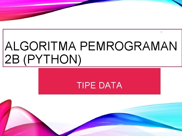 1 ALGORITMA PEMROGRAMAN 2 B (PYTHON) TIPE DATA 