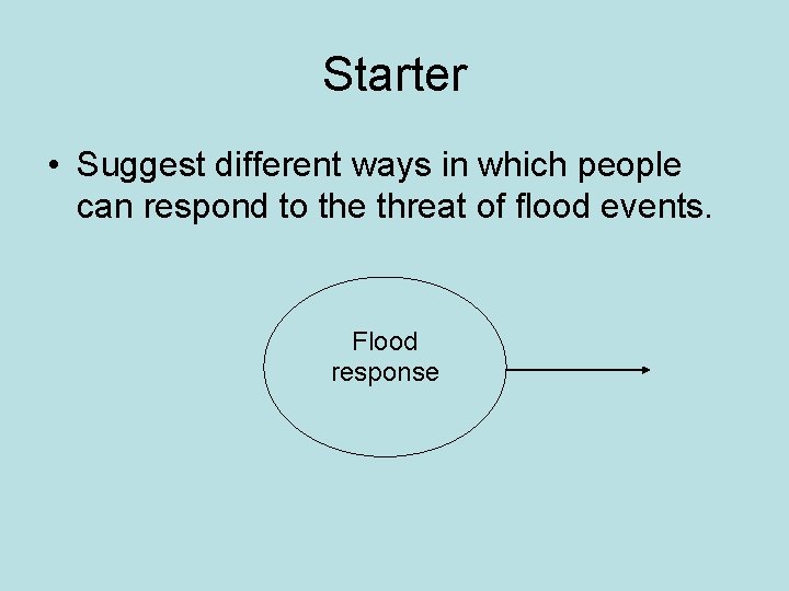 Starter • Suggest different ways in which people can respond to the threat of
