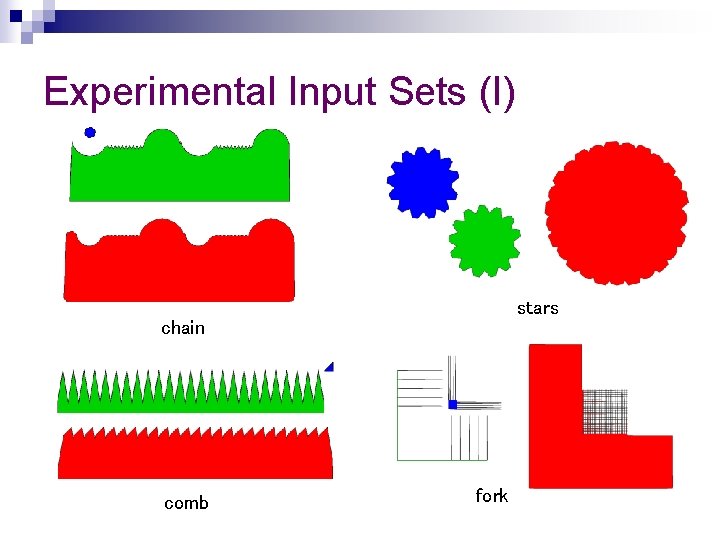 Experimental Input Sets (I) stars chain comb fork 