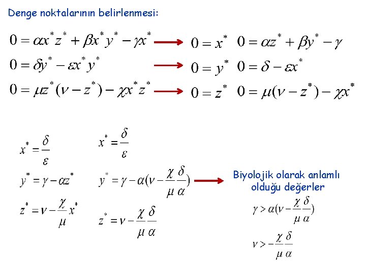 Denge noktalarının belirlenmesi: Biyolojik olarak anlamlı olduğu değerler 