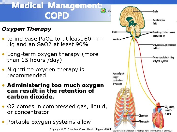 Medical Management: COPD Oxygen Therapy • to increase Pa. O 2 to at least