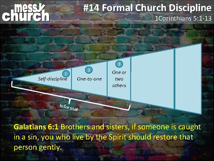 #14 Formal Church Discipline 1 Corinthians 5: 1 -13 3 2 1 One-to-one Self-discipline