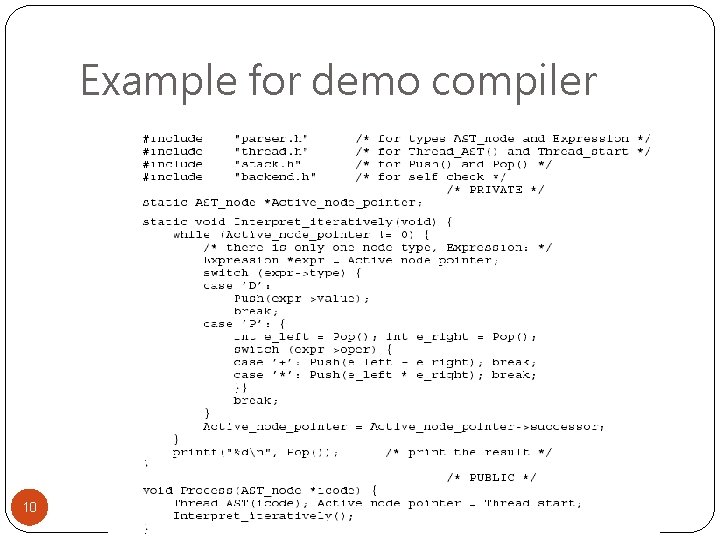 Example for demo compiler 10 
